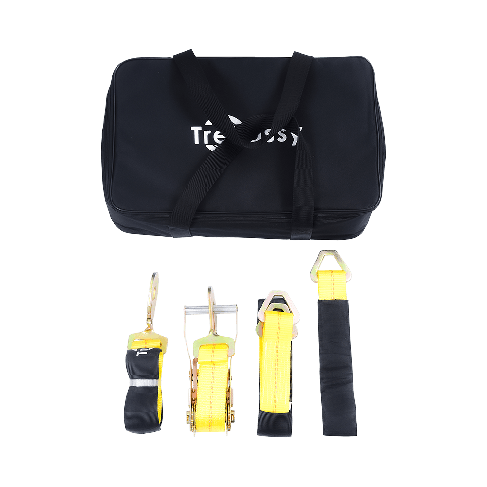 Amarração para carro com ganchos de pressão - Estilo laço - 2 polegadas x 96 polegadas - Pacote de 4 - Amarelo clássico - Carga de trabalho segura de 3.300 libras