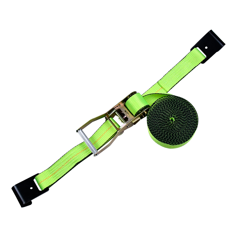 Correia de catraca verde de 4' x 30' com ganchos planos