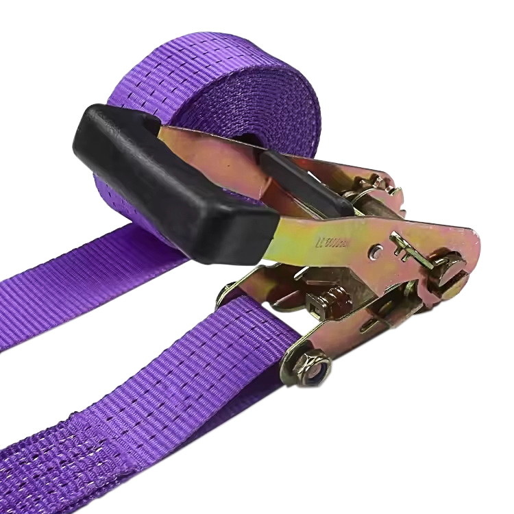 Alça de catraca com alça de borracha de dedo roxo 38mm 3t com ganchos de fio