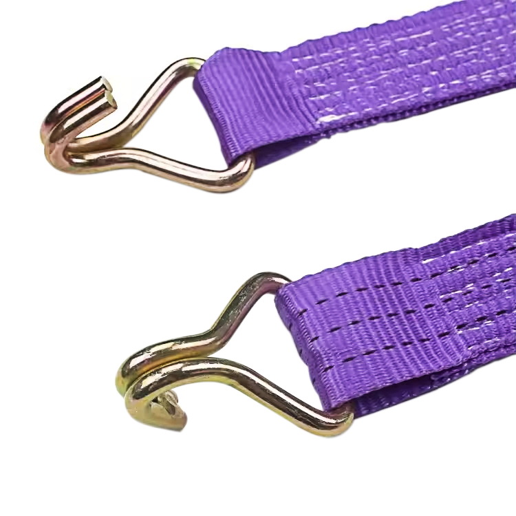 Alça de catraca com alça de borracha de dedo roxo 38mm 3t com ganchos de fio
