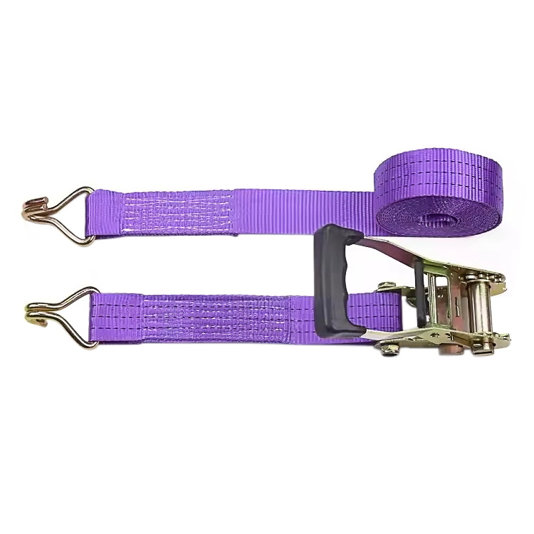 Alça de catraca com alça de borracha de dedo roxo 38mm 3t com ganchos de fio
