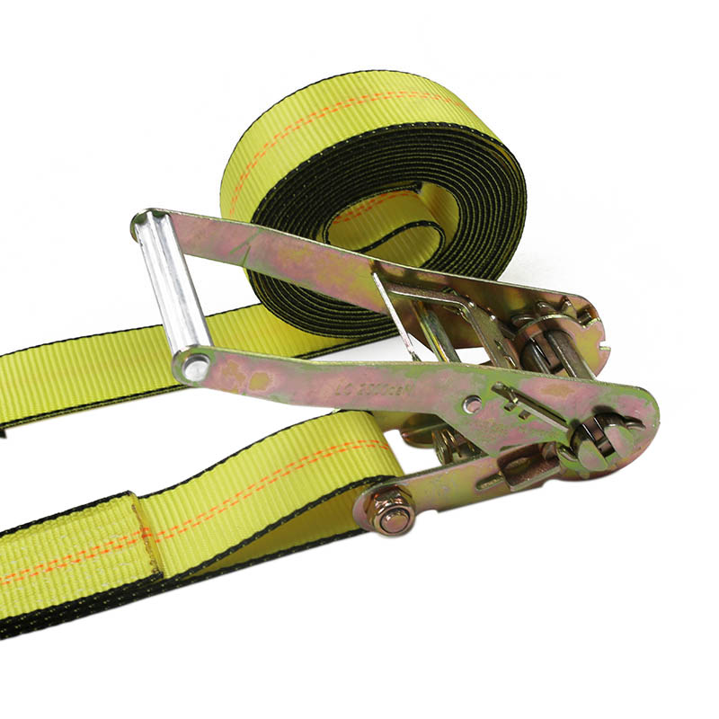 Correias de catraca de gancho plano de 2 '' para fixação de carga de caminhão de reboque