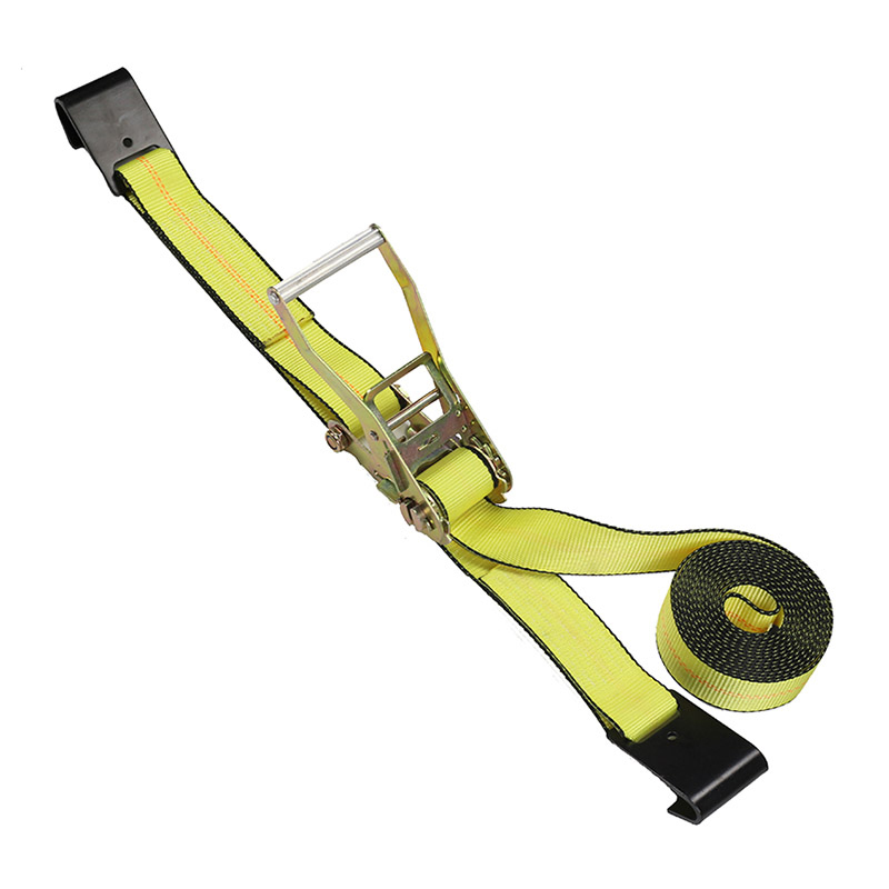 Correias de catraca de gancho plano de 2 '' para fixação de carga de caminhão de reboque